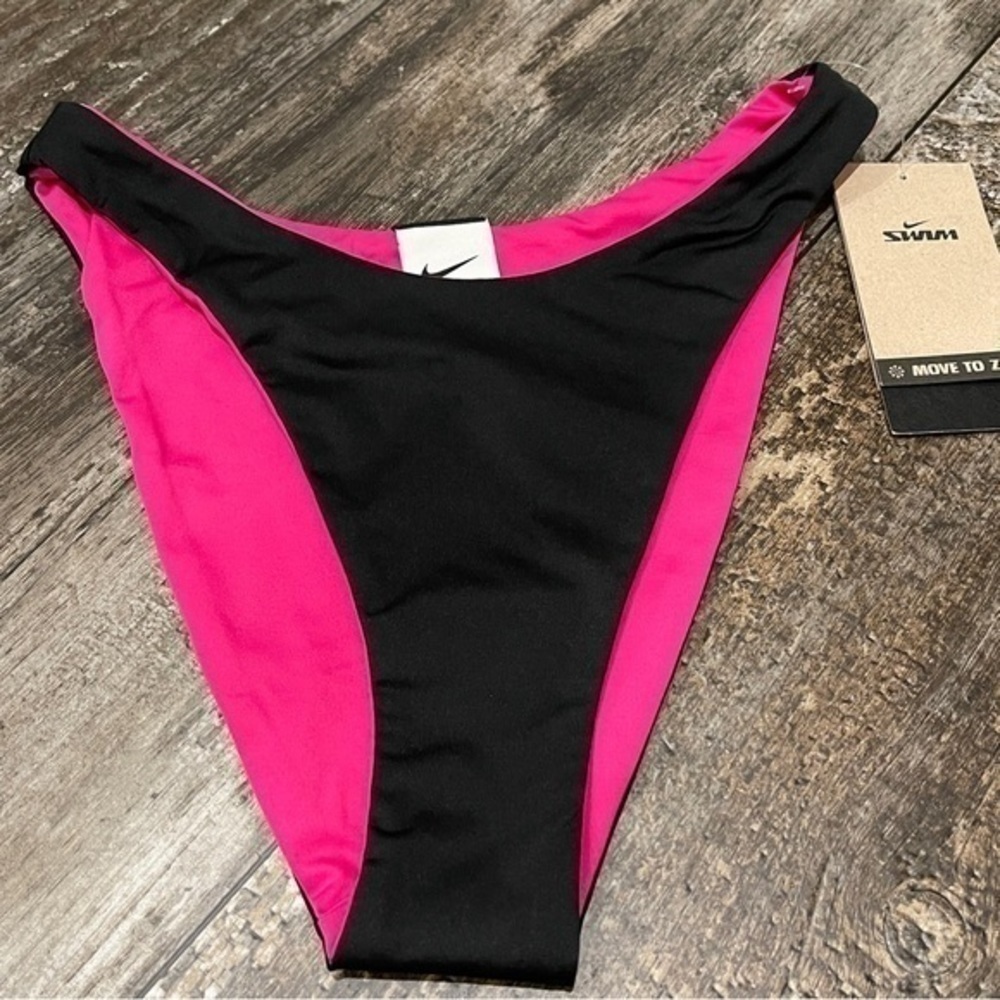 Nike Womens Colorblock Reversible Sling Bikini Bottom Large Black Pink Swim NEW - Picture 12 of 12